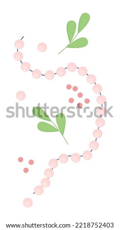 Necklace with leaves and berries semi flat color vector objects. Editable elements. Full sized items on white. Simple cartoon style illustration for web graphic design and animation