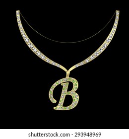 necklace with the letter B