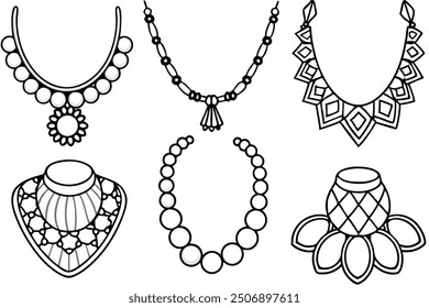 Necklace line art artistic representation of sophisticated jewelry piece