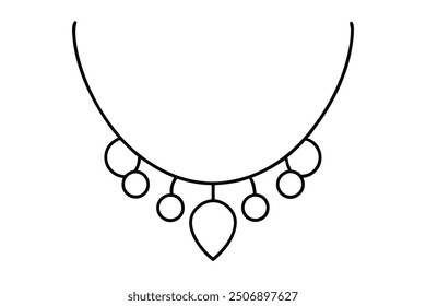 Necklace line art detailed illustration emphasizing chic fashion statement