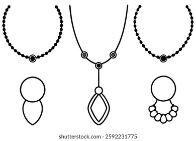 Necklace line art illustration for stylish elegant designs