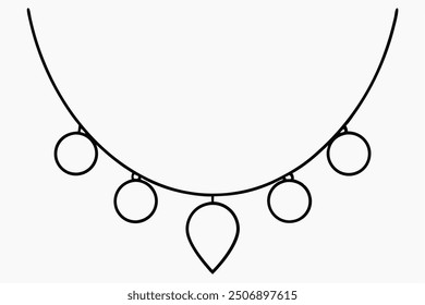 Necklace line art intricate drawing illustrating beautiful ornamental accessory