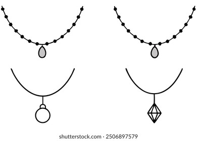 Necklace line art refined sketch capturing exquisite necklace design