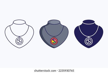 Necklace line and glyph icon, vector illustration