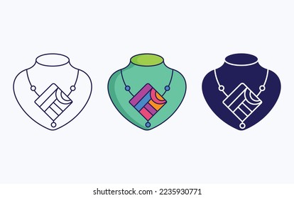 Necklace line and glyph icon, vector illustration