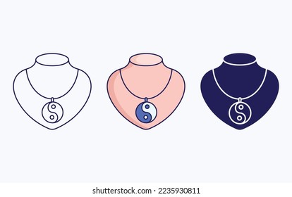 Necklace line and glyph icon, vector illustration