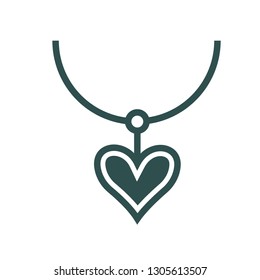 Necklace With a Love Pendant Icon Vector