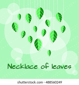 Necklace made from leaves on white beads.
