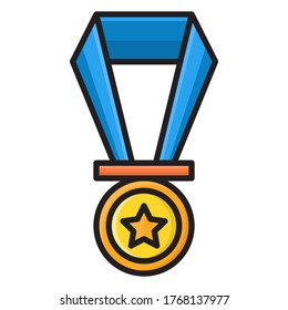 necklace medal flat outline icon education