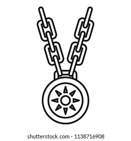 Necklace medallion icon. Outline necklace medallion vector icon for web design isolated on white background