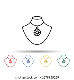 Necklace multi color icon. Simple thin line, outline vector of jewelry icons for ui and ux, website or mobile application