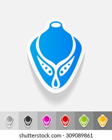 necklace on a mannequin paper sticker with shadow. Vector illustration