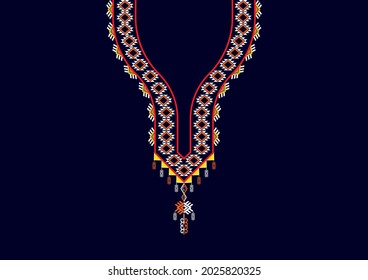 Necklace pattern, Geometric, Ethnic oriental traditional. Design for Fashion, women's clothing, background, wallpaper, and embroidery.