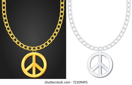 Necklace with peace symbol set. Vector illustration.