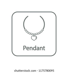 Necklace with pendant design icon vector on white background