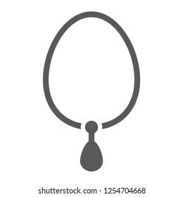Necklace with pendant glyph icon, jewelry and accessory, necklace with gem sign, vector graphics, a solid pattern on a white background, eps 10.