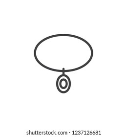 Necklace with pendant outline icon. linear style sign for mobile concept and web design. Female Jewelry accessory simple line vector icon. Symbol, logo illustration. Pixel perfect vector graphics