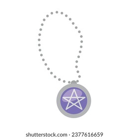 Necklace with pentagram on white background