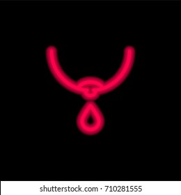 Necklace red glowing neon ui ux icon. Glowing sign logo vector