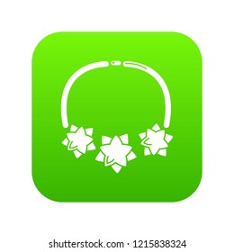 Necklace star icon green vector isolated on white background