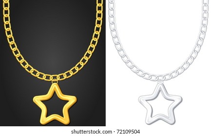 Necklace with star symbol set. Vector illustration.