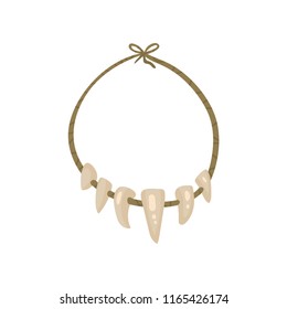Necklace with Teeth, stone age symbol vector Illustration on a white background