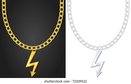 Necklace with thunder symbol set. Vector illustration.