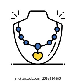 Necklace vector filled outline icon. EPS 10 file