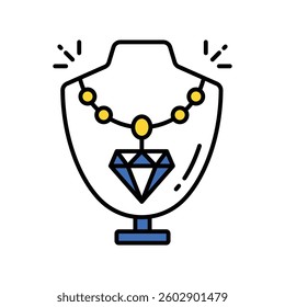 Necklace vector filled outline icon. EPS 10 file