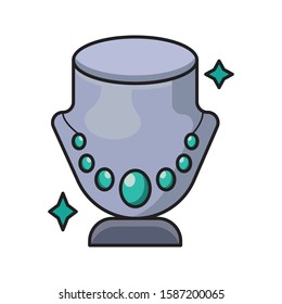 necklace vector flat color line icon 