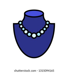 Necklace vector icon, filled design editable outline