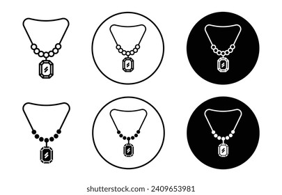 Necklace vector icon set collection. Necklace Outline flat Icon.