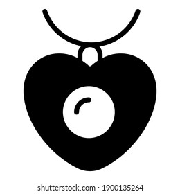 neckless, jewelry, heart black vector icon