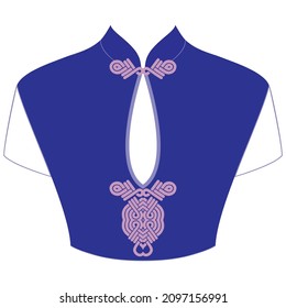 Neckline - Asian Design. Traditional Chinese Dress Women's - Qipao. Vector Clipart	
