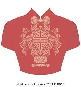 The Neckline - Asian Design. Traditional Chinese Dress Women's - Qipao. Vector Clipart	