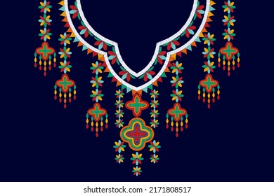 Neckline border pattern embroidery neck Mexican vector fabric African American ethnic Ikat Aztec carpet mandala ornaments textile tribal boho native traditional embroidery 