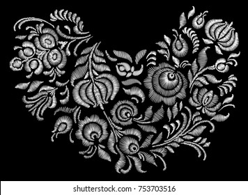Neckline collar embroidery pattern floral textile fashion traditional ornament design