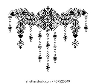 Neckline, collar, ethnic necklace, women's decoration. Tribal Ethnic collection, the elements of ethnic patterns of the Aztecs. Isolated on white background.