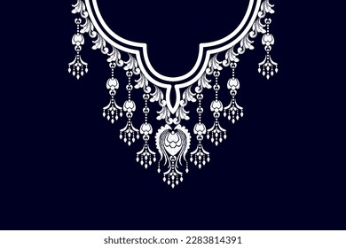 Neckline colorful ethnic design. Floral pattern. Vector print with dots and decorative elements for embroidery, for women's clothing.
