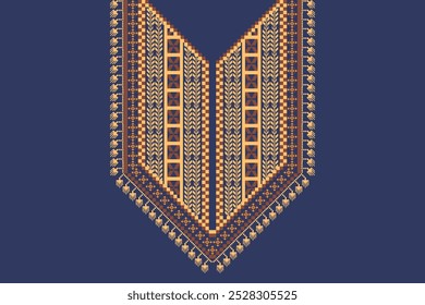Tono marrón para patrones de píxeles. Diseño de escote para estampado textil.