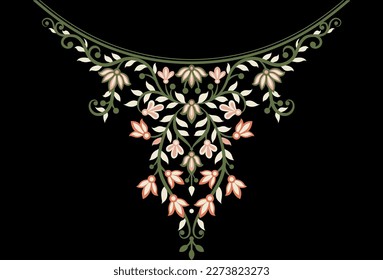 Neckline design floral lace pattern embroidery Ethnic embroidery design.
