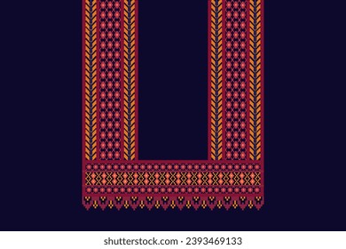 Neckline design with navy background for fabric and cloth