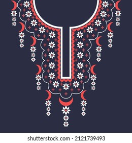 For neckline design, oriental geometric pattern. Flower Necklace Embroidery Designs For Fashion Women Collar design for printed fabric
