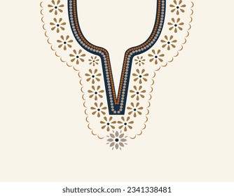 vector de diseño de línea de cuello con flor colorida de punción de satén. patrón de línea de cuello para el detalle del bordado de punto de satén. adorno decorativo para el diseño de ropa