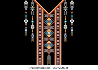 Neckline embroidery Aztec design for cloth, fabric and textiles 