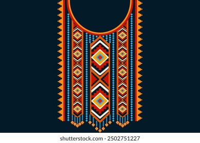 Neckline embroidery colorful design for cloth, fabric and textile.