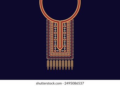 Neckline embroidery ethnic for cloth, fabric and textile