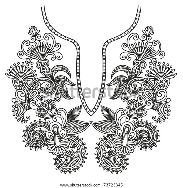 Neckline Embroidery Fashion Stock Vector Royalty Free 73723345