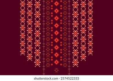 Neckline embroidery geometric abstract elements neck pattern. Native decorative design for fabric, clothing, illustration, texture, collar decor, border, rug, decoration, printing, element, necklace