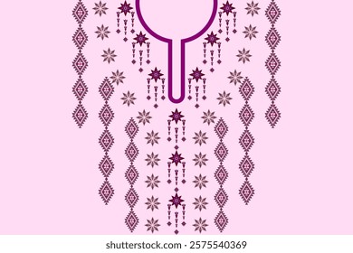 Neckline embroidery geometric abstract elements neck pattern. Native decorative design for fabric, clothing, illustration, texture, collar decor, border, rug, decoration, printing, element, necklace